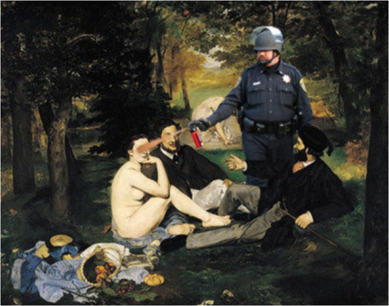 Pike sprays the languid picnickers of Edouard Manet’s “The Luncheon on the Grass.” James Alex (Via Washington Post see link below)